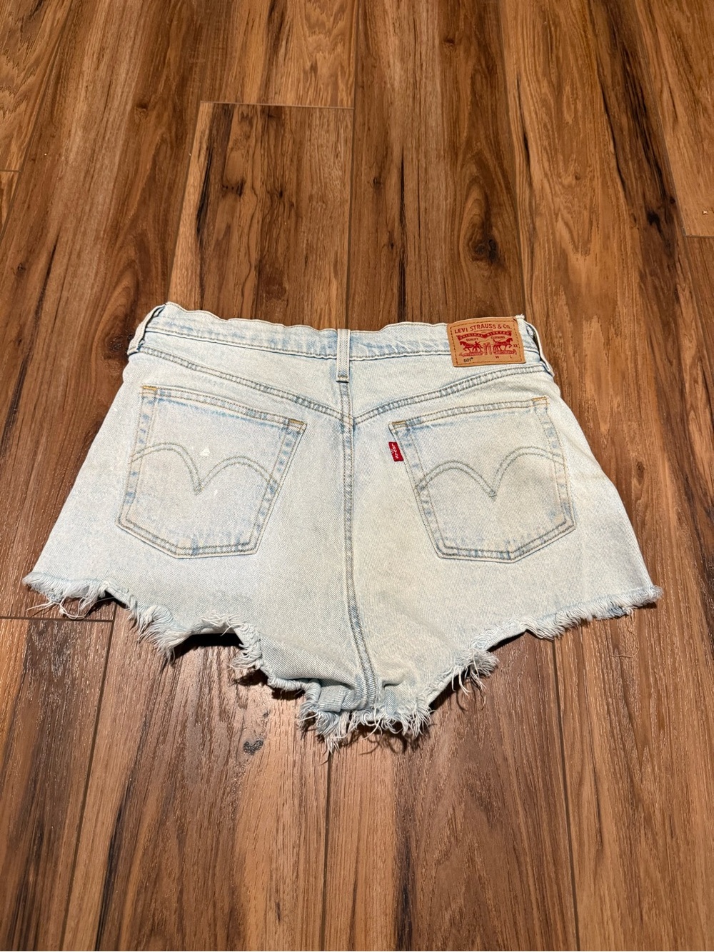 Levi's Pale Blue High-Rise Cutoff Denim Shorts